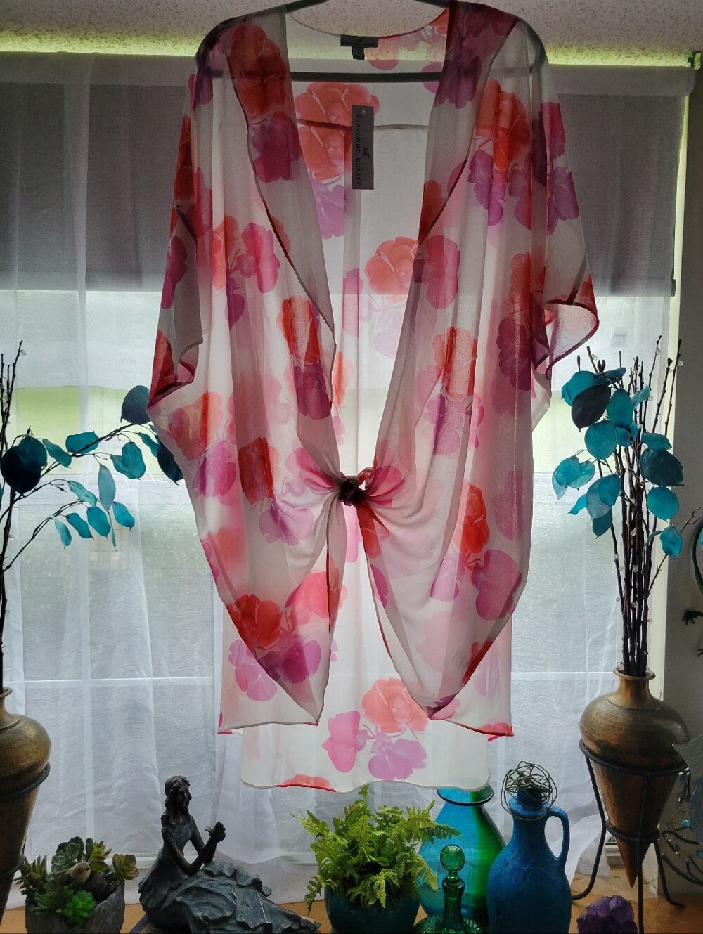 Shavonne Dorsey Coral & Pink Floral Sheer Kimono